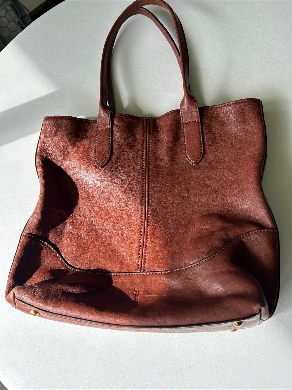 Frye Cognac Leather Tote with matching Wristlet - Picture 5 of 9